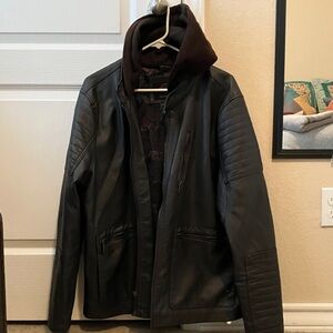 Men's dark brown Leather Bomber Jacket